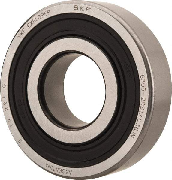 SKF - 25mm Bore Diam, 62mm OD, Double Seal Deep Groove Radial Ball Bearing - 17mm Wide, 1 Row, Round Bore, 11,600 Nm Static Capacity, 23,400 Nm Dynamic Capacity - Apex Tool & Supply