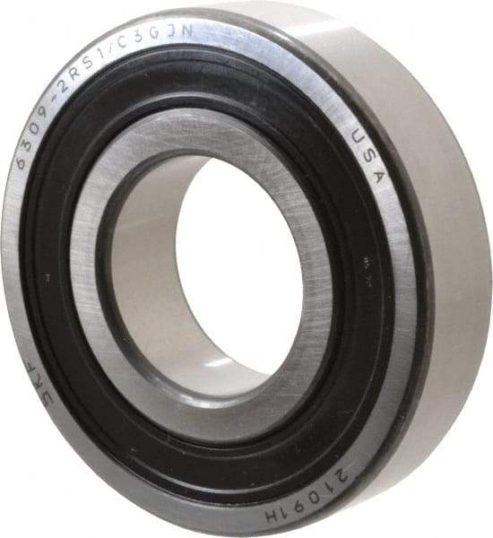SKF - 45mm Bore Diam, 100mm OD, Double Seal Deep Groove Radial Ball Bearing - 25mm Wide, 1 Row, Round Bore, 31,500 Nm Static Capacity, 55,300 Nm Dynamic Capacity - Apex Tool & Supply