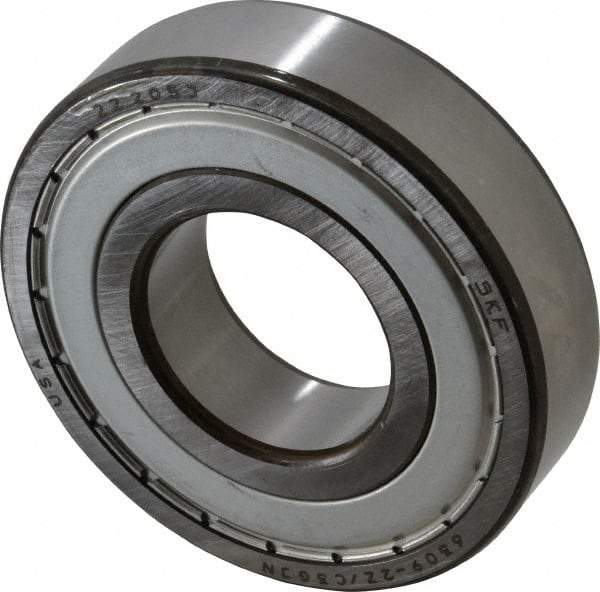 SKF - 45mm Bore Diam, 100mm OD, Double Shield Deep Groove Radial Ball Bearing - 25mm Wide, 1 Row, Round Bore, 31,500 Nm Static Capacity, 55,300 Nm Dynamic Capacity - Apex Tool & Supply