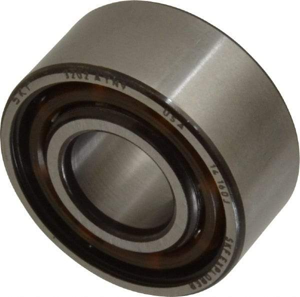 SKF - 15mm Bore Diam, 35mm OD, Open Angular Contact Radial Ball Bearing - 15.9mm Wide, 2 Rows, Round Bore, 6,700 Lb Static Capacity, 11,200 Lb Dynamic Capacity - Apex Tool & Supply