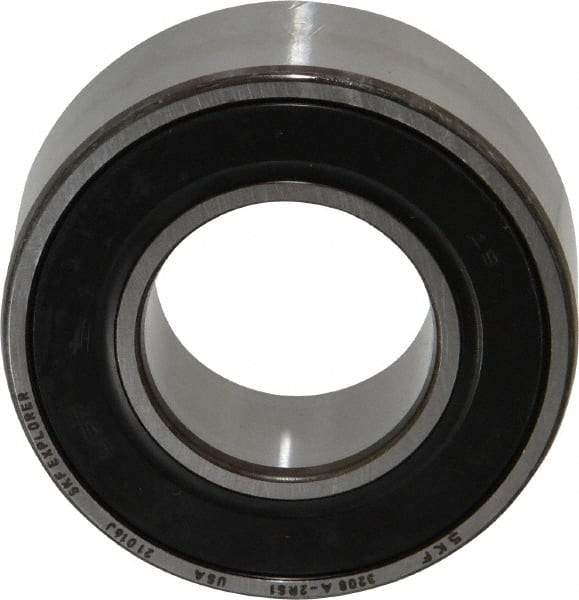 SKF - 40mm Bore Diam, 80mm OD, Double Seal Angular Contact Radial Ball Bearing - 30.2mm Wide, 2 Rows, Round Bore, 34,000 Lb Static Capacity, 44,900 Lb Dynamic Capacity - Apex Tool & Supply