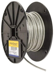 Value Collection - 3/16" x 3/32" Diam, Aircraft Cable - 920 Lb Breaking Strength, 7 x 7 Strand Core, Vinyl Coating - Apex Tool & Supply