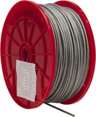 Value Collection - 1/8" x 3/32" Diam, Aircraft Cable - 920 Lb Breaking Strength, 7 x 7 Strand Core, Vinyl Coating - Apex Tool & Supply