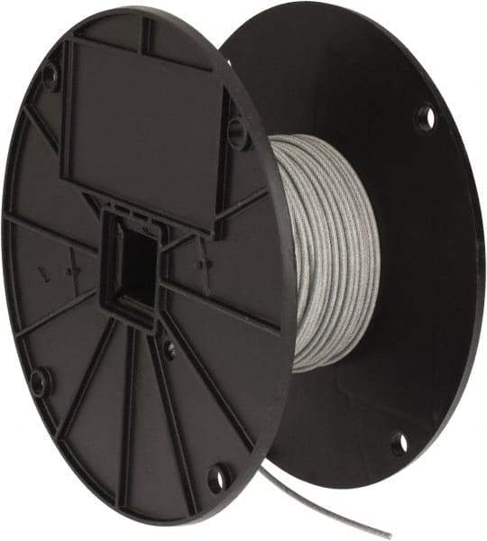 Value Collection - 3/32" x 1/16" Diam, Aircraft Cable - 480 Lb Breaking Strength, 7 x 7 Strand Core, Vinyl Coating - Apex Tool & Supply