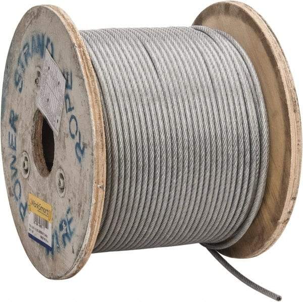 Value Collection - 1/4" x 3/16" Diam, Aircraft Cable - 4,200 Lb Breaking Strength, 7 x 19 Strand Core, Vinyl Coating - Apex Tool & Supply
