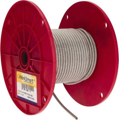 Value Collection - 3/16" x 1/8" Diam, Aircraft Cable - 2,000 Lb Breaking Strength, 7 x 19 Strand Core, Vinyl Coating - Apex Tool & Supply