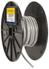 Value Collection - 3/16" x 1/8" Diam, Aircraft Cable - 2,000 Lb Breaking Strength, 7 x 19 Strand Core, Vinyl Coating - Apex Tool & Supply