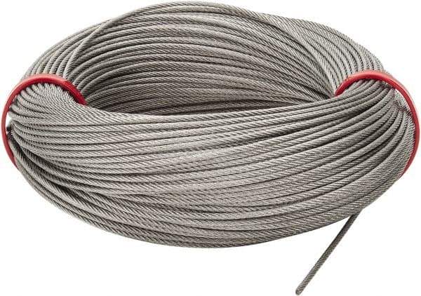 Value Collection - 1/16" Diam, Aircraft Cable - 480 Lb Breaking Strength, 7 x 7 Strand Core - Apex Tool & Supply