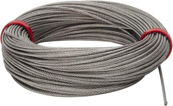 Value Collection - 1/16" Diam, Aircraft Cable - 480 Lb Breaking Strength, 7 x 7 Strand Core - Apex Tool & Supply