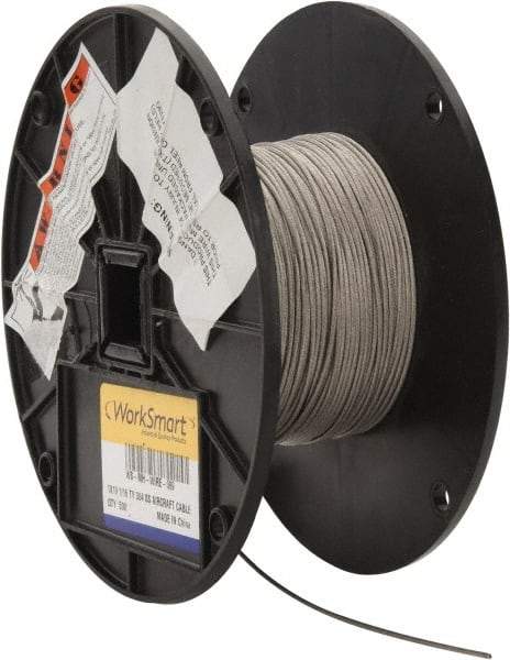 Value Collection - 1/16" Diam, Aircraft Cable - 500 Lb Breaking Strength, 1 x 19 Single Strand - Apex Tool & Supply