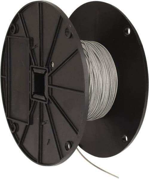Value Collection - 1/16" x 3/64" Diam, Aircraft Cable - 270 Lb Breaking Strength, 7 x 7 Strand Core, Nylon Coating - Apex Tool & Supply
