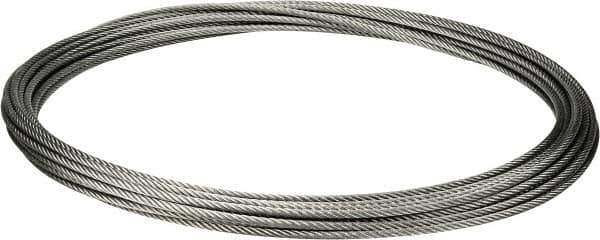 Value Collection - 5/16" Diam, Galvanized Steel Wire Rope - 9,800 Lb Breaking Strength, 7 x 19 Strand Core - Apex Tool & Supply