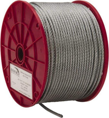 Value Collection - 3/16" Diam, Galvanized Steel Wire Rope - 4,200 Lb Breaking Strength, 7 x 19 Strand Core - Apex Tool & Supply