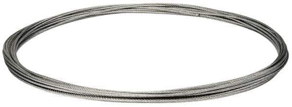 Value Collection - 3/16" Diam, Galvanized Steel Wire Rope - 4,200 Lb Breaking Strength, 7 x 19 Strand Core - Apex Tool & Supply