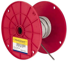 Value Collection - 3/16" Diam, Galvanized Steel Wire Rope - 4,200 Lb Breaking Strength, 7 x 19 Strand Core - Apex Tool & Supply