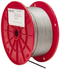 Value Collection - 1/8" Diam, Galvanized Steel Wire Rope - 2,000 Lb Breaking Strength, 7 x 19 Strand Core - Apex Tool & Supply
