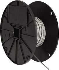 Value Collection - 1/8" Diam, Galvanized Steel Wire Rope - 2,000 Lb Breaking Strength, 7 x 19 Strand Core - Apex Tool & Supply