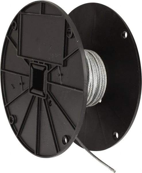 Value Collection - 1/8" Diam, Galvanized Steel Wire Rope - 2,000 Lb Breaking Strength, 7 x 19 Strand Core - Apex Tool & Supply