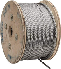 Value Collection - 1/4" Diam, Galvanized Steel Wire Rope - 7,000 Lb Breaking Strength, 7 x 19 Strand Core - Apex Tool & Supply