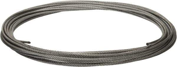Value Collection - 1/4" Diam, Galvanized Steel Wire Rope - 7,000 Lb Breaking Strength, 7 x 19 Strand Core - Apex Tool & Supply