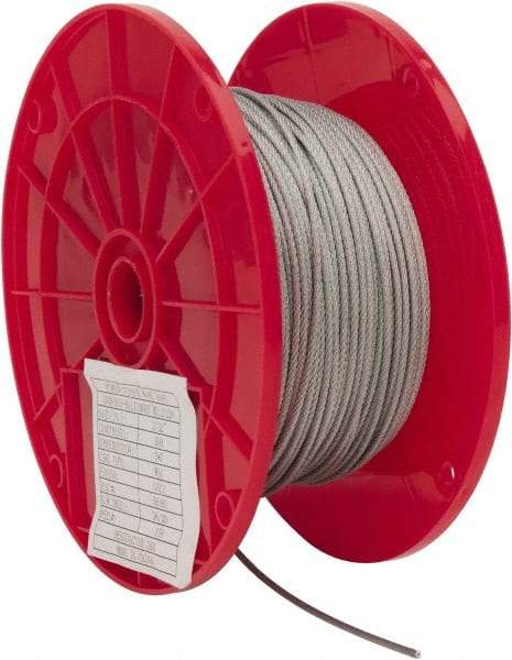 Value Collection - 3/32" Diam, Aircraft Cable - 920 Lb Breaking Strength, 7 x 7 Strand Core - Apex Tool & Supply
