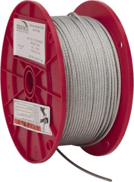Value Collection - 1/8" Diam, Aircraft Cable - 1,700 Lb Breaking Strength, 7 x 7 Strand Core - Apex Tool & Supply