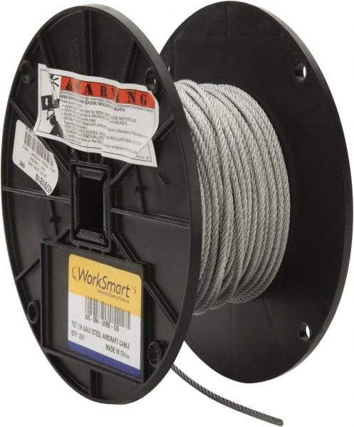 Value Collection - 1/8" Diam, Aircraft Cable - 1,700 Lb Breaking Strength, 7 x 7 Strand Core - Apex Tool & Supply