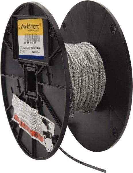Value Collection - 1/8" Diam, Aircraft Cable - 1,700 Lb Breaking Strength, 7 x 7 Strand Core - Apex Tool & Supply