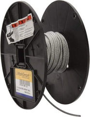 Value Collection - 1/8" Diam, Aircraft Cable - 1,700 Lb Breaking Strength, 7 x 7 Strand Core - Apex Tool & Supply