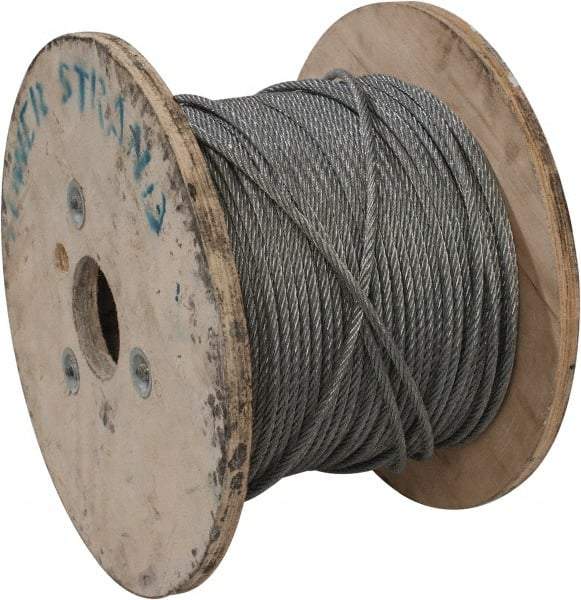 Value Collection - 1/4" Diam, Aircraft Cable - 6,100 Lb Breaking Strength, 7 x 7 Strand Core - Apex Tool & Supply