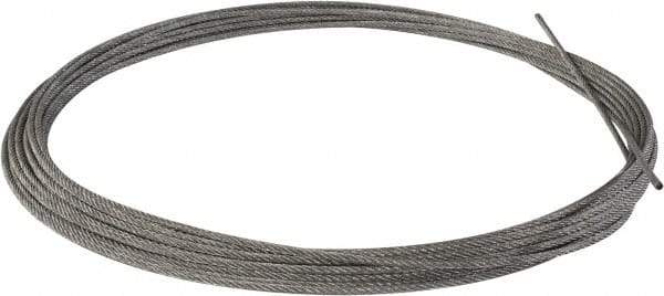 Value Collection - 1/4" Diam, Aircraft Cable - 6,100 Lb Breaking Strength, 7 x 7 Strand Core - Apex Tool & Supply