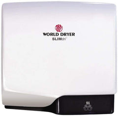 World Dryer - 950 Watt White Finish Electric Hand Dryer - 115/208/230 Volts, 8.3/3.7/4.1 Amps, 11-1/2" Wide x 10-11/16" High x 4" Deep - Apex Tool & Supply