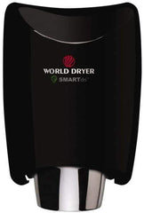 World Dryer - 1250 Watt Black Finish Electric Hand Dryer - 208/230 Volts, 1.8-5.2 Amps, 9-21/64" Wide x 12-1/2" High x 7-5/8" Deep - Apex Tool & Supply