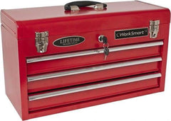 Value Collection - 3 Drawer Portable Tool Chest - 20-1/2" Wide x 8-5/8" Deep x 11-7/8" High, Steel, Red/Brown - Apex Tool & Supply
