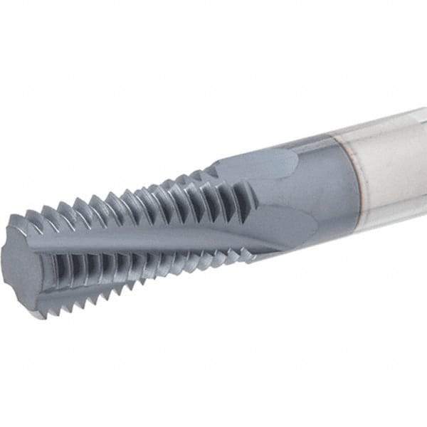 Iscar - M10x1.50 ISO, 0.3071" Cutting Diam, 3 Flute, Solid Carbide Helical Flute Thread Mill - Internal Thread, 23mm LOC, 64mm OAL, 8mm Shank Diam - Apex Tool & Supply