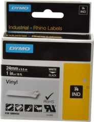 Dymo - 1" Wide x 216" Long, Black Vinyl Label Printer Cartridge - For RHINO 6000, 6500 - Apex Tool & Supply