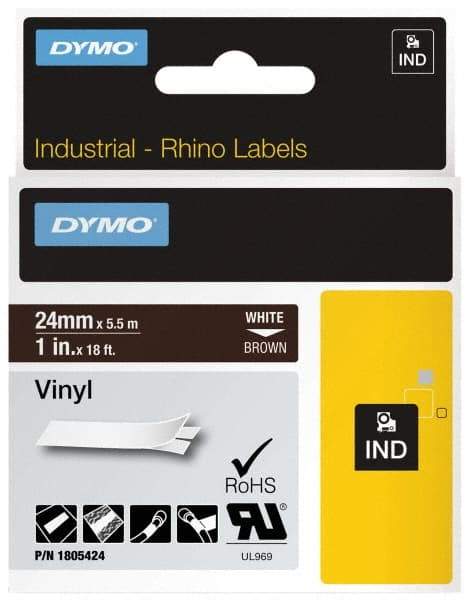 Dymo - 1" Wide x 216" Long, Brown Vinyl Label Printer Cartridge - For RHINO 6000, 6500 - Apex Tool & Supply