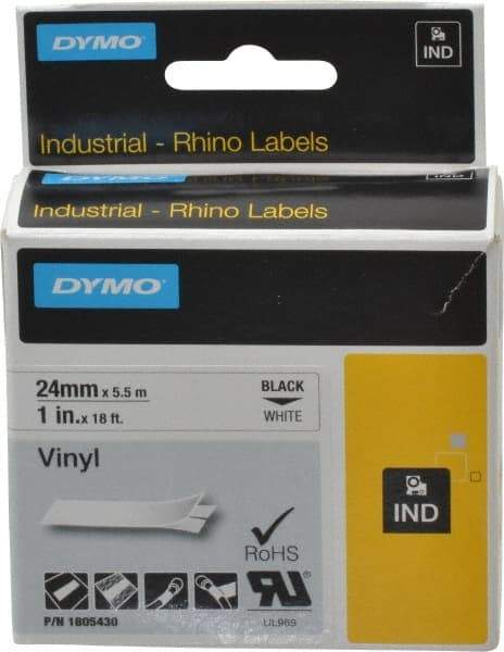 Dymo - 1" Wide x 216" Long, White Vinyl Label Printer Cartridge - For RHINO 6000, 6500 - Apex Tool & Supply