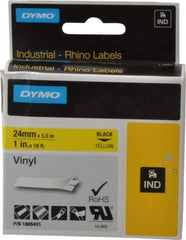 Dymo - 1" Wide x 216" Long, Yellow Vinyl Label Printer Cartridge - For RHINO 6000, 6500 - Apex Tool & Supply