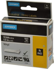 Dymo - 5" Wide x 216" Long, Black Vinyl Label Printer Cartridge - For RHINO 1000, 3000, 4200, 5000, 5200,6000, 6500 - Apex Tool & Supply
