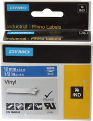 Dymo - 5" Wide x 216" Long, Blue Vinyl Label Printer Cartridge - For RHINO 1000, 3000, 4200, 5000, 5200,6000, 6500 - Apex Tool & Supply