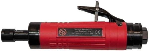 Chicago Pneumatic - 1/4" Collet, Straight Handle, Straight Air Die Grinder - 24,000 RPM, Rear Exhaust, 31.79 CFM, 0.8 hp, 6.21 bar, 3/8 BSP - Apex Tool & Supply
