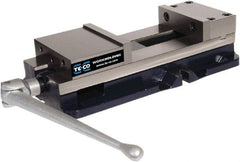TE-CO - 8" Jaw Width, 11" Jaw Opening Capacity, Horizontal Stationary Machine Vise - Manual Operation, 12,000 Lb Capacity, 1 Station, 24-1/2" Long x 5.51" High x 2-1/4" Deep, 2-1/4" Jaw Height - Apex Tool & Supply