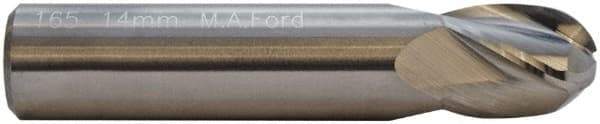 M.A. Ford - 10mm, 14mm LOC, 10mm Shank Diam, 51mm OAL, 4 Flute, Solid Carbide Square End Mill - Single End, TiCN Finish, 30° Helix, Centercutting, Right Hand Cut, Right Hand Flute, Series 165 - Apex Tool & Supply