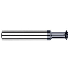 Double Angle Shank Cutters - 0.5000″ (1/2″) Cutter Diameter × 0.0100″ Radius × 0.1200″ Width × 0.5000″ (1/2″) Neck Length Carbide Double Angle Shank Cutter, 6 Flutes, AlTiN Coated - Exact Industrial Supply