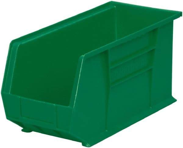 Akro-Mils - 60 Lb. Load Capacity, 18" Deep, Green Polymer Hopper Stacking Bin - 9" High x 8-1/4" Wide x 18" Long - Apex Tool & Supply
