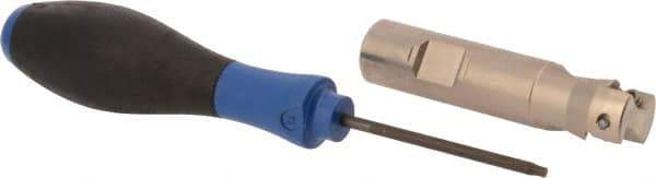 Seco - 7/8" Cut Diam, 0.433" Max Depth of Cut, 3/4" Shank Diam, 3.38" OAL, Indexable Square Shoulder End Mill - XO.X 1204 Inserts, Weldon Shank, 90° Lead Angle, Through Coolant, Series Super Turbo - Apex Tool & Supply