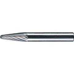 PFERD - 1/4" Cut Diam, 1/4" Shank Diam, 14° Taper Head Single Cut Burr - Tungsten Carbide, 5/8" LOC, 1-15/16" OAL - Apex Tool & Supply