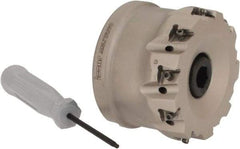 Iscar - 9 Inserts, 2-1/2" Cut Diam, 1" Arbor Diam, 0.315" Max Depth of Cut, Indexable Square-Shoulder Face Mill - 0/90° Lead Angle, 1-3/4" High, T490 LN.T 0804 Insert Compatibility, Through Coolant, Series Helitang - Apex Tool & Supply