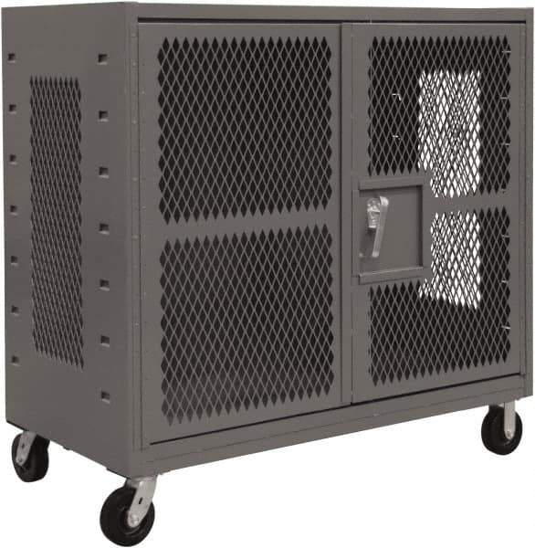 Durham - 2,000 Lb Capacity, 4-Sided Steel Mesh Stock Truck - 36" Long x 72" Wide x 57-3/16" High, Phenolic Wheels - Apex Tool & Supply